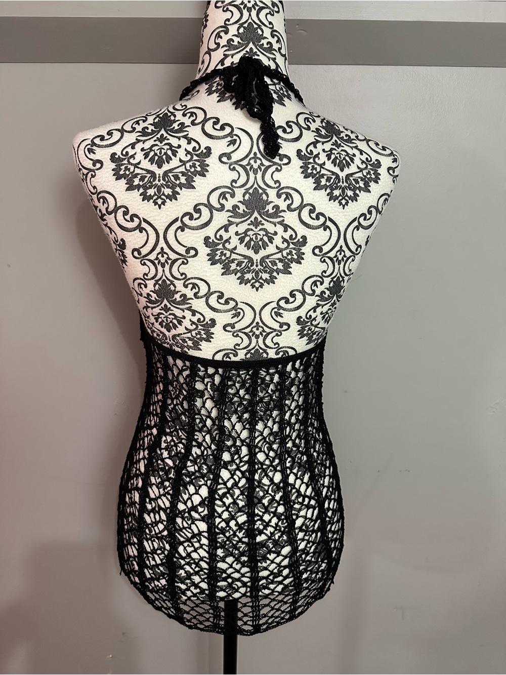Black Crochet Beaded Top - Picture 3 of 5